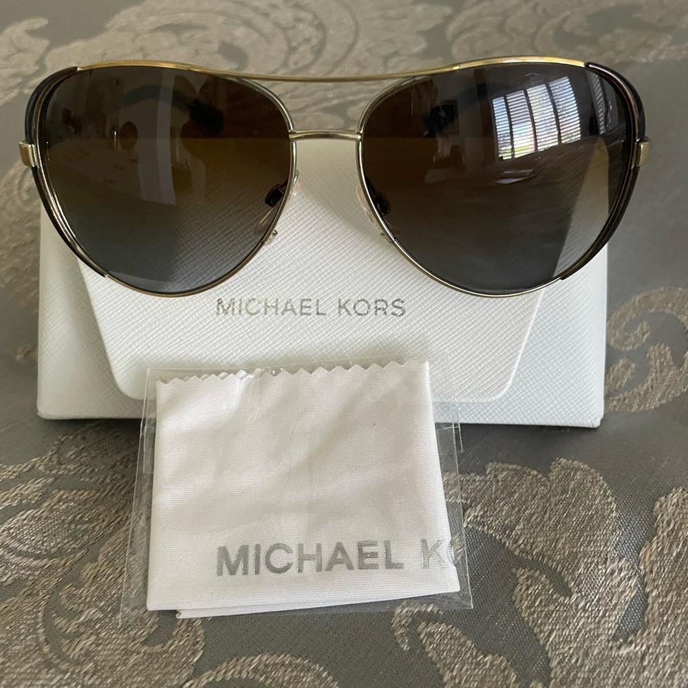 Michael Kors Chelsea Gold and Black Aviator Sunglasses
